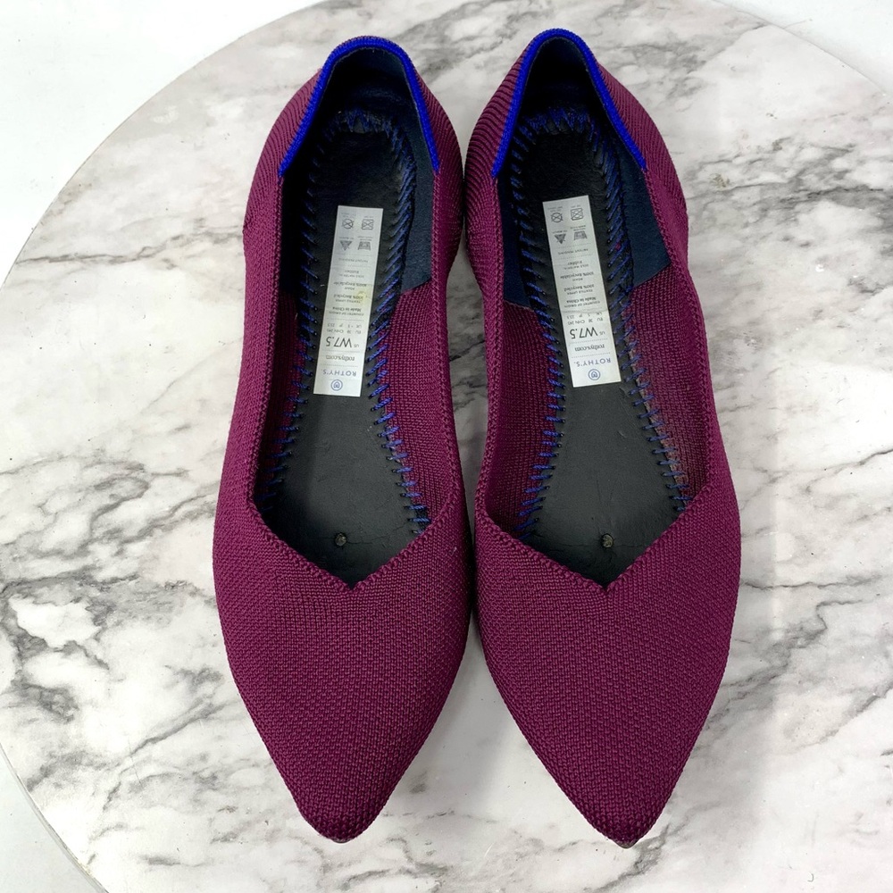 *No Insoles Rothys The Point Stretch Knit Orchid Ballet Flats 7.5 Retired Sporty - Picture 6 of 15